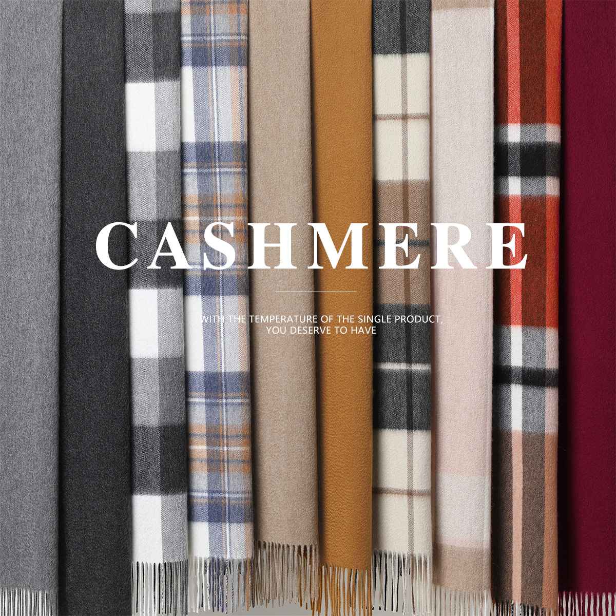 WWJ08065 茉莉雅集 全家复古英伦格纹/纯色全羊绒围巾披肩男女