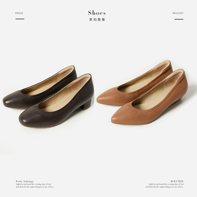 ED03009 云朵系列细腻羊皮单鞋尖头圆头方头中跟坡跟女