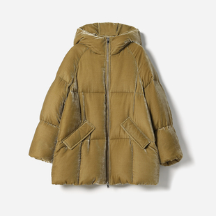 *WYR06115茉莉雅集 流光盛宴真丝丝绒可追溯95白鹅绒一手长羽绒服