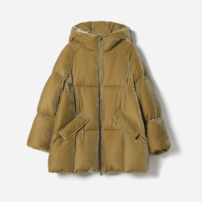 *WYR06115茉莉雅集 流光盛宴真丝丝绒可追溯95白鹅绒一手长羽绒服