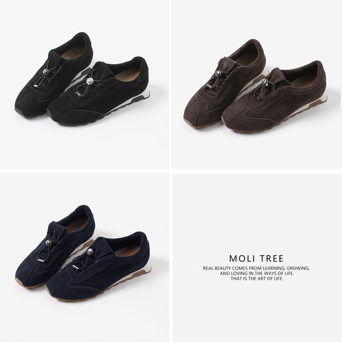 ED08042 茉莉雅集 T0D*S复古休闲高丝光牛猄抽绳德训鞋阿甘鞋