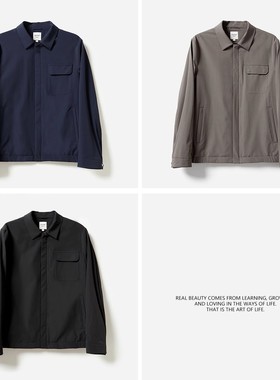 MWT06024 目羡优雅绅士轻盈防水料羊毛里翻领长袖外套夹克男