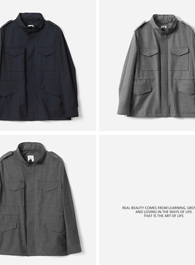 MWT06001 L*P意大利暴风雨防风拒水全羊毛压胶外套夹克男士