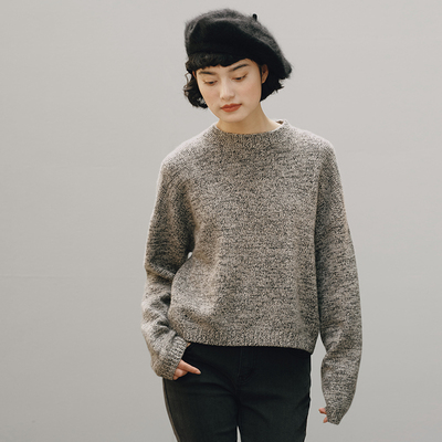 *WZT05375 茉莉雅集 色彩交融复古并纱KVSS全羊绒针织套衫女