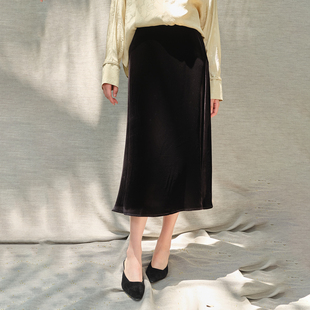 *WBQ07048 茉莉雅集 经久不衰的流光盛宴真丝丝绒A摆伞裙半裙女