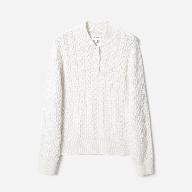 *WZT07347 茉莉雅集 雅致细腻小绞花棒球领半开襟全羊毛针织套衫,女装/女士精品,毛针织衫,淘宝优惠券,粉丝福利购,淘宝优惠卷