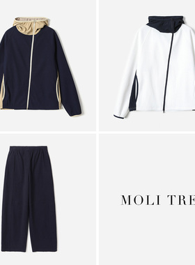 *WWT08282 茉莉雅集 城市轻户外休闲轻薄舒适斜门襟连帽外套/长裤