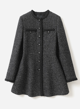 *WWT07132  茉莉雅集 薄雾繁星意大利花呢复古优雅裙摆外套女