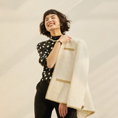 风意大利羊毛马海毛水钻链外套 奶油白香 WWT05255 茉莉雅集