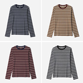 软糯丝滑无骨高弹舒适莱赛尔条纹长袖 茉莉雅集 T恤打底 WTX08171