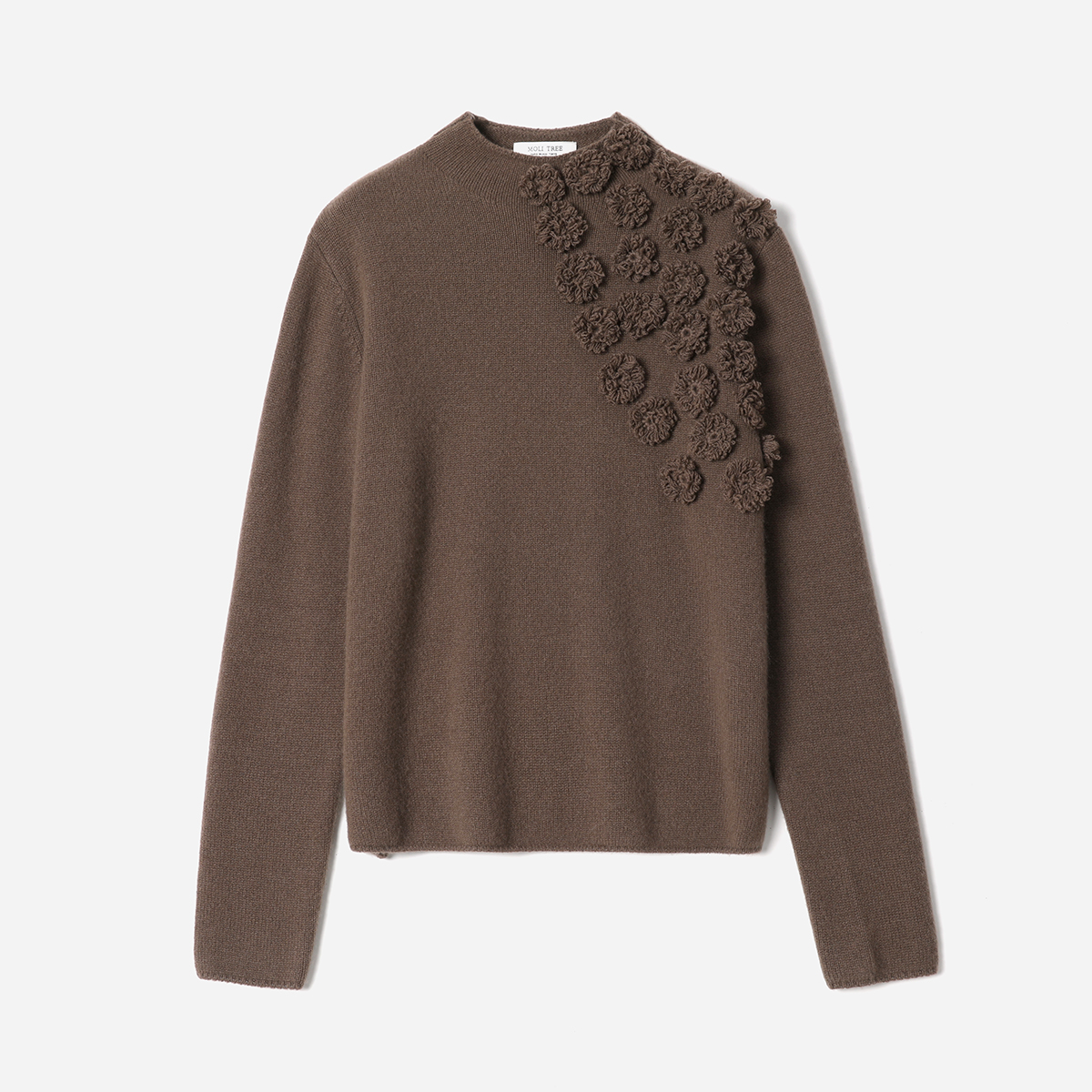 WZT08303 茉莉雅集 软糯KVSS全羊绒小尊领立体手工勾花针织套衫