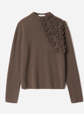 *WZT08303 茉莉雅集 软糯KVSS全羊绒小尊领立体手工勾花针织套衫