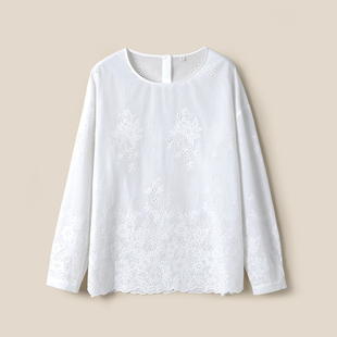 灵气逼人去班味重工全身镂空绣花全棉衬衫 茉莉雅集 女 WCS08039