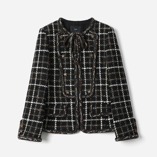 WWT08222 茉莉雅集 达拉斯星际意大利羊毛花呢香*风拉链外套