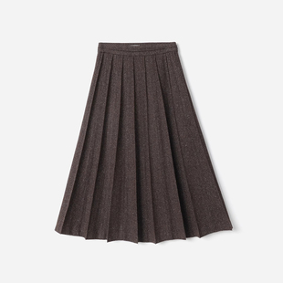 腰百褶半裙女 老钱风肌理感真丝羊毛点子纱装 WBQ08128 茉莉雅集