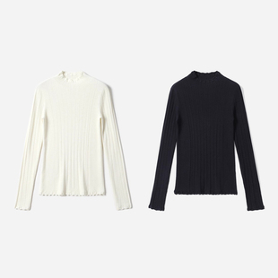 高弹修身 140S精纺全羊毛打底衫 茉莉雅集 百搭针织套衫 WZT08033