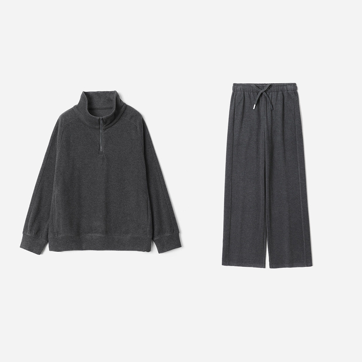 WWT08315 茉莉雅集 舒适德绒含牦牛绒羊绒立领连帽卫衣外套直筒裤