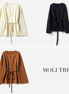 *WZK06097 茉莉雅集 KVSS全羊绒自由随性无阻碍门襟针织开衫女