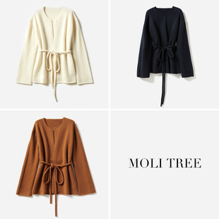 *WZK06097 茉莉雅集 KVSS全羊绒自由随性无阻碍门襟针织开衫女