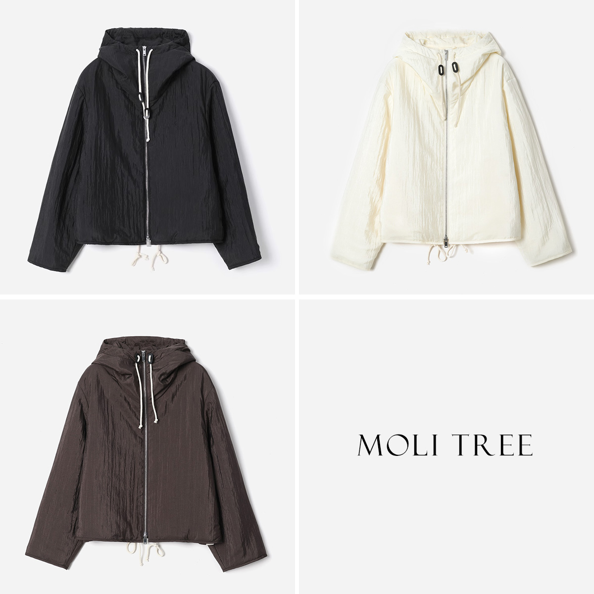 WWT08178 J*S轻盈保暖复古日本料真丝面里同料休闲连帽夹克棉服