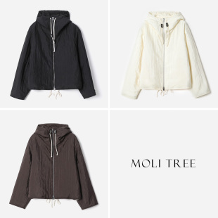 S轻盈保暖复古日本料真丝面里同料休闲连帽夹克棉服 WWT08178