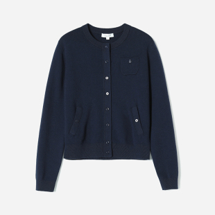 WZK07028 套衫 茉莉雅集 开衫 毛衣 雅致羊绒棉圆领针织长袖