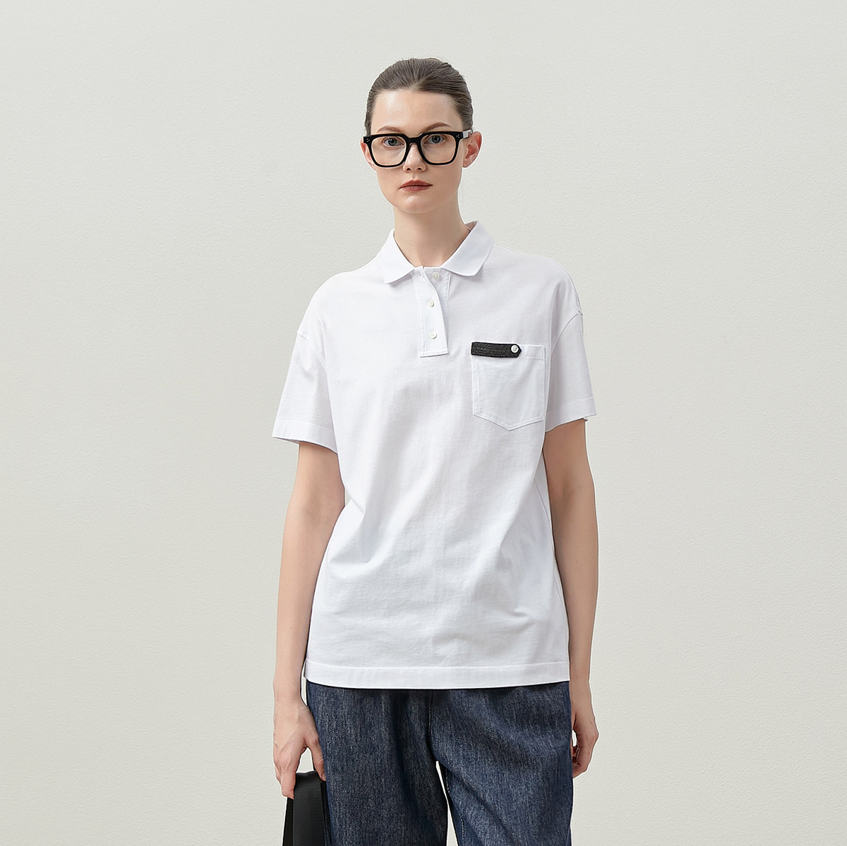 干爽全棉POLO领短袖T恤女