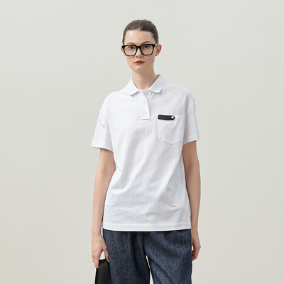 干爽全棉POLO领短袖T恤女