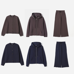 Athflow长绒棉轻盈卫衣式 茉莉雅集 连帽圆领外套直筒裤 WWT07380