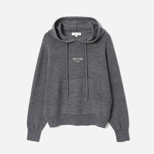 轻松MOOD精纺全羊毛连帽针织套衫 笑脸毛衣 休闲卫衣 WZT07358