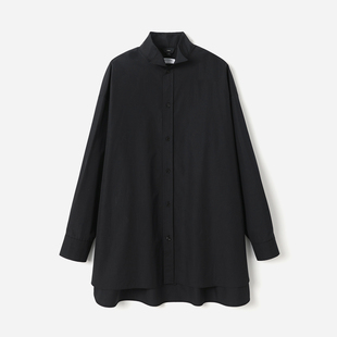 茉莉雅集高质瑞士WEBA埃及吉萨棉全棉立领落肩廓形衬衫 WCS09009