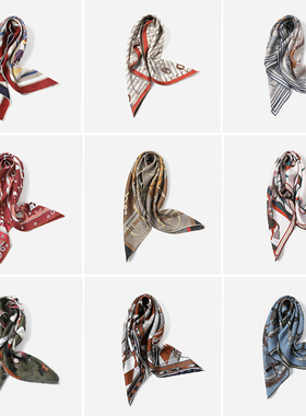 WWJ09006 茉莉雅集 经典H家全真丝马驰新岁系列双面异色丝巾围巾