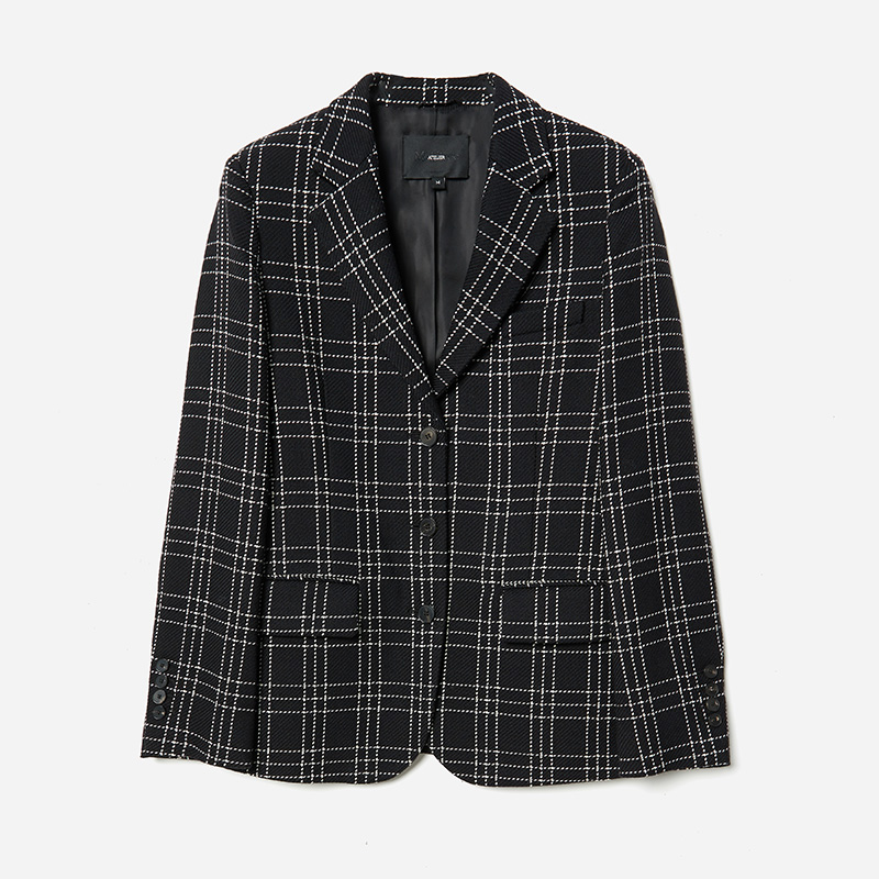 *WXZ06030 茉莉雅集 奢迪优雅率性全羊毛翻驳领复古时尚格纹西装