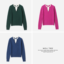 L复古学院亨利领KVSS全羊绒绞花针织套衫 女 茉莉雅集 WZT08341