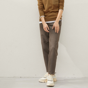 *WKZ05259 茉莉雅集 低调雅致B*C珠链双面异色棉弹牛仔锥形裤