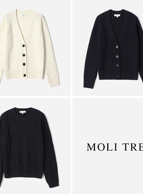 WZK08131 茉莉雅集 H家重工暗纹提花KVSS全羊绒简约针织开衫套衫