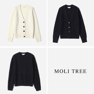 套衫 H家重工暗纹提花KVSS全羊绒简约针织开衫 茉莉雅集 WZK08131