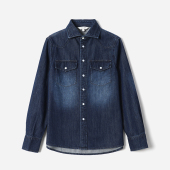 衬衫 WCS07110 C摩登老钱复古水洗磨白全棉牛仔长袖 女 茉莉雅集