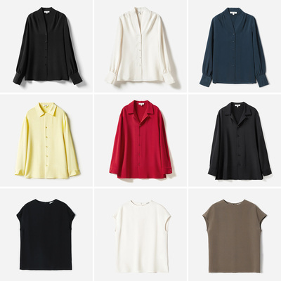 重绉全真丝天鹅颈衬衫长袖系列