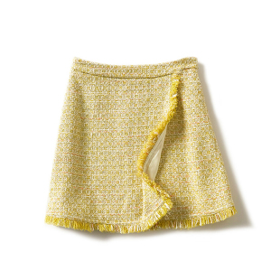 优雅编织粗花呢流苏A字半身裙 邂逅法式 MLEBQ150 茉莉雅集