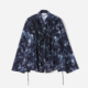 茉莉雅集 褶边水墨风印花全棉抽绳开衩花边领衬衫 WCS08199