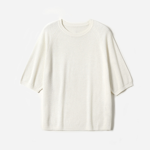 套衫 WZT08221 针织插肩中袖 C真丝亚麻沉浸呼吸立体肌理禾同款