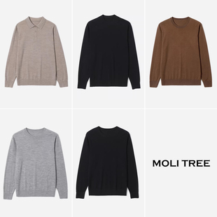 MZT09005 I*C亲肤精纺丝光全羊毛圆领/小樽领/POLO领针织套衫男士