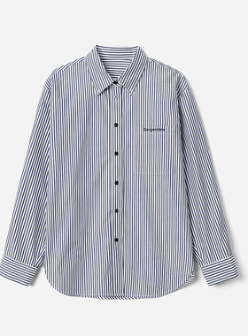 WCS09032 茉莉雅集 松弛休闲全棉翻领条纹衬衫早春