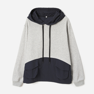 WWY08001 F紫标休闲立体工装 茉莉雅集 袋撞色高支棉连帽卫衣