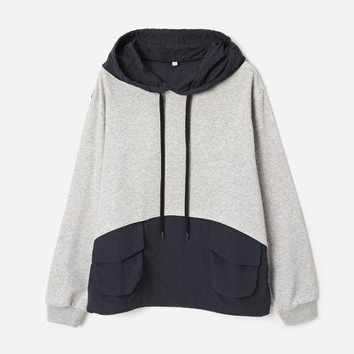 *WWY08001 茉莉雅集 T*N*F紫标休闲立体工装袋撞色高支棉连帽卫衣