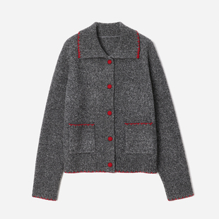 WZK09057 茉莉雅集  I*C 雅致撞色钩边羊毛牦牛绒圈圈纱针织开衫