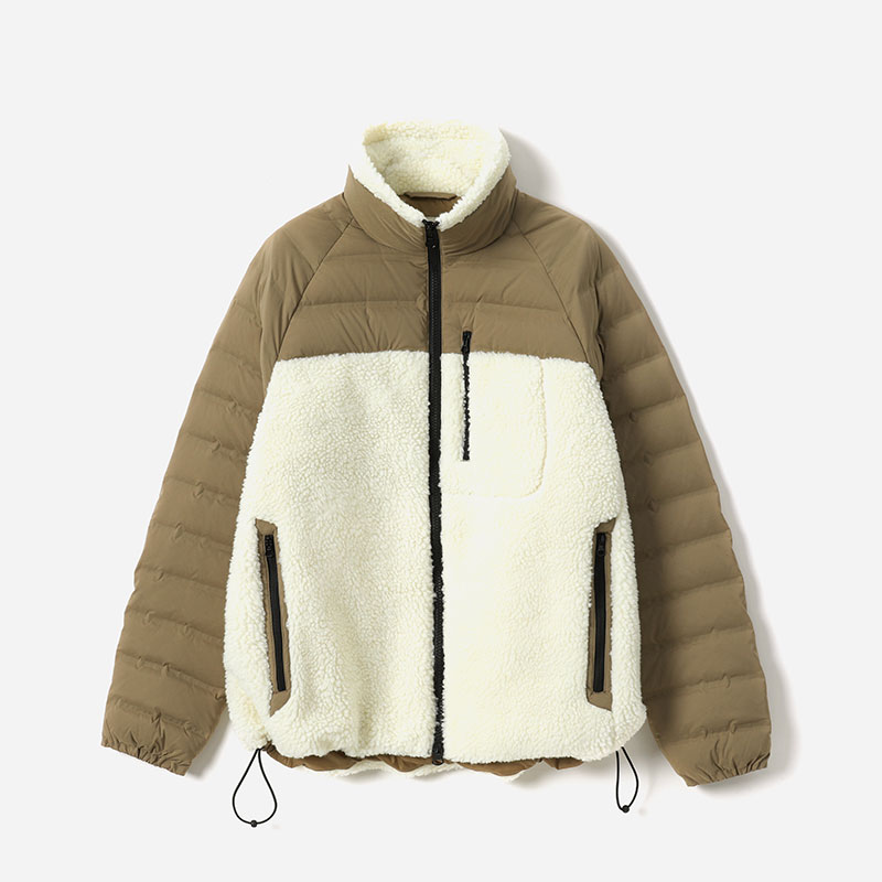 *WYR07022 茉莉雅集 颗粒绒拼接可追溯95白鹅绒立领短款羽绒服女