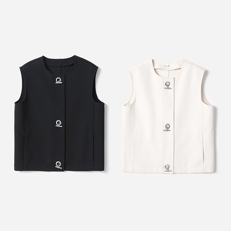 WWT09003 茉莉雅集 H家意大利全羊毛/亚麻匹马棉一字扣背心马甲