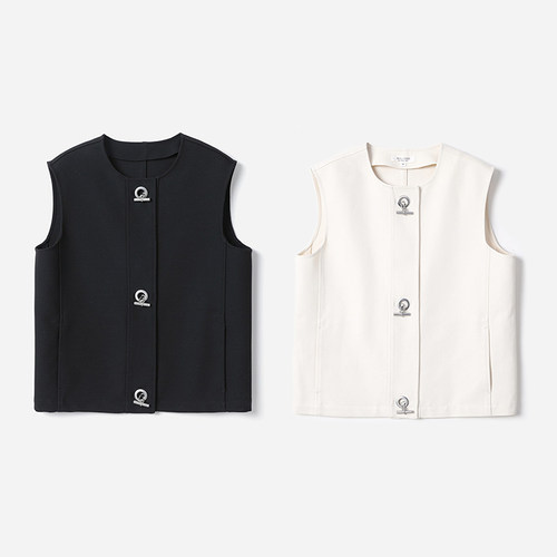 WWT09003 茉莉雅集 H家意大利全羊毛/亚麻匹马棉一字扣背心马甲